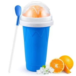 Quick Frozen Ice Cream Maker with Lid and Spoon Slushy Ice Cup Tool for Smoothies and Frozen Treats