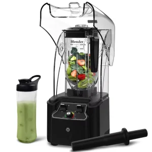 Quiet Commercial Blender with Soundproof Shield 2200 Watt Professional Blender for Kitchen with 80oz Jar and Self Cleaning