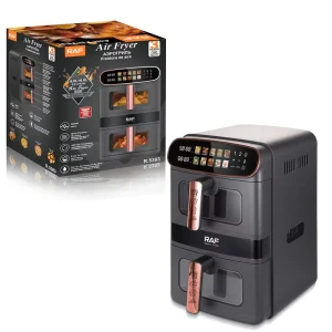 R.5383 12L Air Fryer 6L+6L Double Stack Dual Drawer Air Fryer with 2 Pots for Home Use