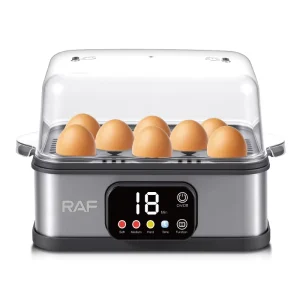 RAF 300W Egg Boiler Electric Egg Cooker for up to 8 Eggs with Digital Display Easy Operation Overheat Protection for Home Use