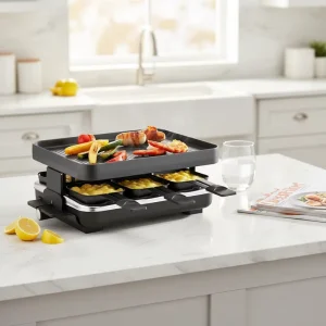 Raclette Grill 6-Person Indoor Portable Electric Barbecue Hot Stone Aluminum Non-Stick Grill Plate Household Temperature Control