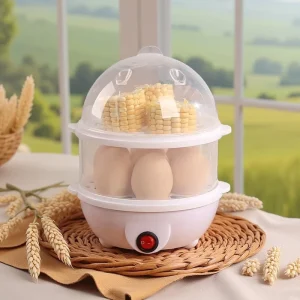 Rapid Plastic Egg Cooker 7 Egg Capacity Electric Cooker for Hard Boiled Poached Scrambled Eggs Household Use
