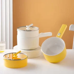 Ready Ship Portable Outdoor Stainless Steel Electric Cooker Glass Lid 2L Capacity Multi Purpose Rice Noodles Soup Pot Cookware