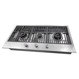 Recessed Stainless Steel Three burner Fully Embedded Flat mounted Gas Stove Kitchen Appliance