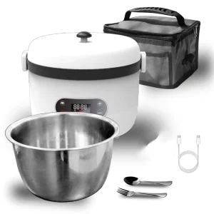 Rechargeable 80W Water Free Electric Heated Lunch Box with Timer Function for Travel & Construction Sites
