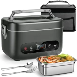 Rechargeable Cordless Electric Lunch Box for Adults 12000mAh Self Heating Food Warmer for Office Car Outdoor