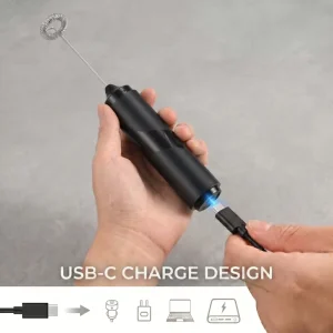 Rechargeable Eco Friendly Electric Plastic Whisk USB Milk Frother Handheld Foam Maker with Modern Design for Cappuccino