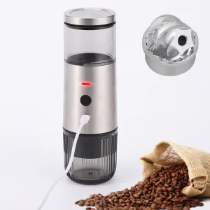 Rechargeable Electric Coffee Bean Grinder Stainless Steel Core 100g Automatic Outdoor & Household Use