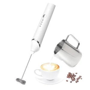 Rechargeable Electric Milk Frother Adjustable 3 Speeds Eco Friendly Stainless Steel 304 Whisk Powerful Handheld Foam Maker