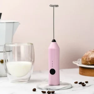 Rechargeable Milk Frother Handheld Electric Egg Beater with Two Whisk