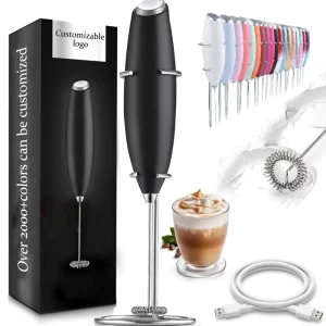 Rechargeable Stainless Steel Milk Frother Handheld Milk Foamer Electric Kitchen Appliance Foam Maker for Coffee and Tea