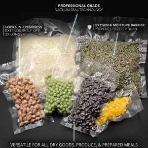 Recyclable Environment Friendly Custom Pint Vacuum Sealer Bags Moisture Proof Clear PA+PE Material Heat Seal Food Packaging Bags