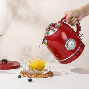 Red 1.3L Stainless Steel 1355W Auto Power Off and Digital Control Retro Electric Kettle