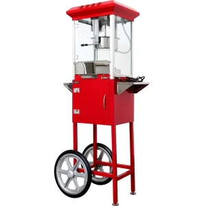 Red Black Snack Machine Electric Popcorn Maker Commercial Popcorn Machine with Trolley