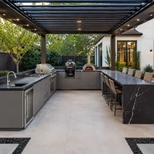 Resort Villa Outdoor Kitchen Cabinet 304 Stainless Steel BBQ Cooking Station Courtyard BBQ Bar Counter Terrace Cooking Station