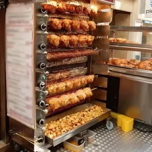 Restaurant Kitchen Equipment Gas Chicken Rotisserie Grill Machine Stainless Steel 2-6 Rods Multifunctional 16-20 Pieces Capacity