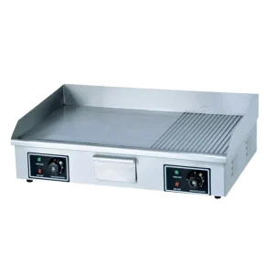 Restaurant Kitchen Equipment Tabletop Grooved Flat Griddle Grill Commercial Electric Griddle