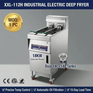 Restaurant Stainless Steel 304 Built In Oil Filtration Electric Deep Fryer 28L 18KW