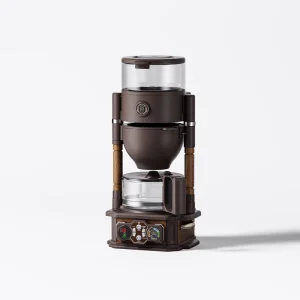 Retro Oak Coffee Tea Drip Machine Hand Pour Simulation with 4 Visible Temperatures Electric Auto Drain Feature