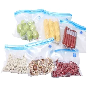 Reusable Food Vacuum Bags Manufacturer Vacuum Zipper Sealer Compatible Packaging Bags for Food Factory