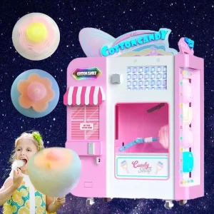 Robot Electric Sugar Cotton Candy Floss Vending Machine Full Automatic Cotton Candy Machine for Small Business