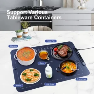 Roll Up Silicone Household Food Warming Tray Electric 4 Burners 3 Speed Temperature Control 10s Instant Heat Hot Plate Buffet