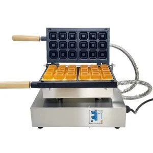 Rotatable Mini Square Cube Waffle Maker Custom Waffle Shapes & Multi-Voltage Plugs Commercial Electric Waffle Iron