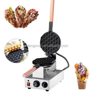 Rotating Bubble Waffle Machine Making Crepe Cone Non-Stick Cooking Electric Egg Waffle Makers