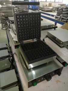 Rotating Commercial Belgian Waffle Maker 220V Stainless Steel Body Non Stick Plate for Restaurant Breakfast Station