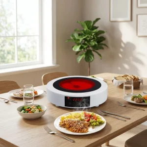 Round 2200W Infrared Cooker Electric Ceramic Stove Waterproof Panel Intelligent Timing Portable Kitchen Hot Plate