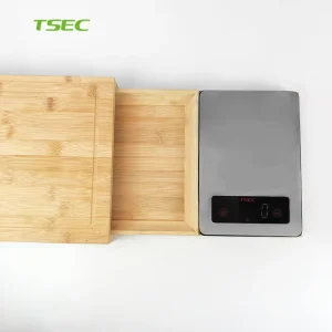 Round Bamboo Electric Kitchen Scale Tare Function High Precision 1g Sensor Clear LCD Display for Baking Cooking Food Measurement