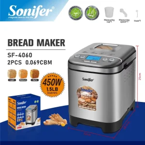 SF-4060 LCD Display Backlight Automatic Insulation Overheat Protection 12 Programs Bread Maker for Home Baking