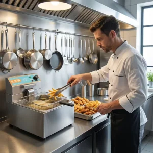 SHANGQI Electric Deep Fryer Single Double Head 2500W 220V AC Temperature Controlled Plug And Play 1 Year Warranty