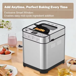 SOHEF 25 in 1 Automatic Bread Maker 700W for Gluten Free Cake Jam with Fruit Nut Dispenser & Delay Timer 100 240V Quiet DC Motor