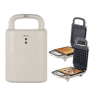 Sandwich Waffle Maker 600W 2 in 1 Portable Mini Sandwich Maker Panini Press Grill Detachable Non Stick Plates