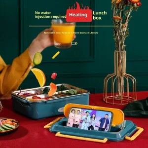 Self-Heating Electric Lunch Box, Car-Friendly, Universal for 12V/24V, Plug-In Lunch Box