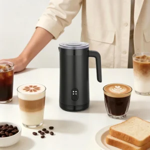 Semi-Automatic 400W Electric Milk Frother Automatic Heating Stirring Button Control Creamy Rich Foam Easy Clean Use ABS Housing
