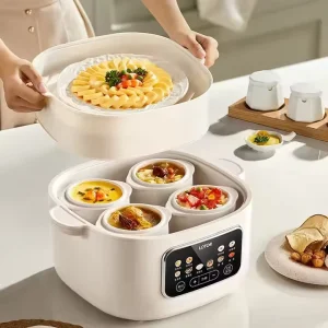 Silent Electric Slow Cooker Ceramic Stew Pot for Baby Food Household Soup Pot with Steamer
