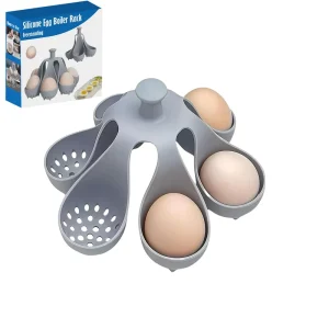 Silicone Egg Boiler Rack Freestanding Egg Boiler Silicone Egg Boiler Storage Cooking Kitchen Gadget Gray