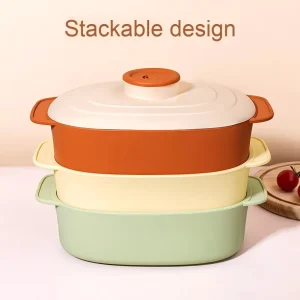 Silicone Steamer Tray for Rice Cooker with Fish Steaming Tray and Roasting Chicken Plate for Microwave Oven