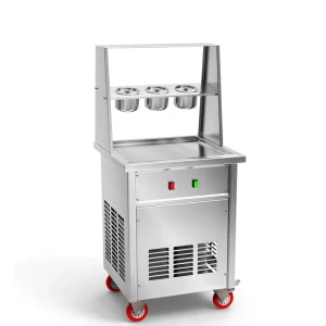 Single Pan Fried Ice Cream Roll Maker 35cm Square Round Pan Fry Ice Yogurt Maker for Snack Bar