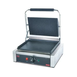 Single Plate Stainless Steel Panini Grille EG 812E Top Grooved Bottom Easy Clean Bread Toaster Sandwich Maker