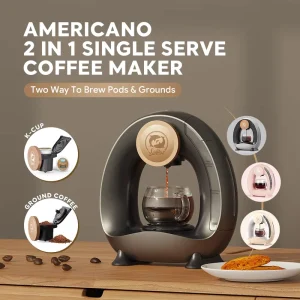 Single Serve 2 in 1 Coffee Machine Portable Electric Americano Pod Coffee Makers Capsule Coffee Makers for Outdoor