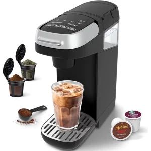 Single Serve Automatic Coffee Maker Compact Design for K Cups and Ground Coffee Touchscreen Fast Brew with Removable Reservoir