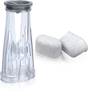 Single Serve Coffee Maker with Rear Reservoir Short Filter Holder and 2 Water Filter Refill Cartridges