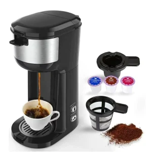 Single Serve Cup Coffee Maker for K Cup Pod & Ground Coffee Classic Mini Coffee Pot for Individual Dorms Offices Hotel Room