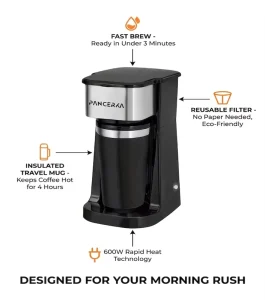 Single Serve Electric Espresso Coffee Maker with Temperature Control Black Color for Household Use