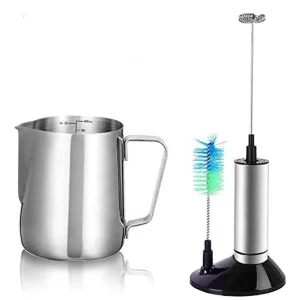 Single Spring Whisk Head Milk Frother Electric Egg Mixer Electronic Coffee Frother with Stand Brush