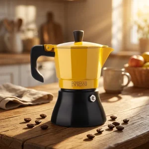 Single valve Portable Electric Espresso Moka Pot Coffee Maker with Italian Design Aluminum Body for Outdoor Use
