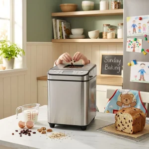 Slim Compact Electric Automatic Bread Maker Machine Home 700W 25 Programs 450g 680g 900g Loaf Size Countertop Small Kitchen
